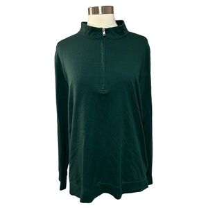 Tailor Byrd  Green Poly Cotton Blend 1/4 Zip Golf Long Sleeve Shirt  Mens XL